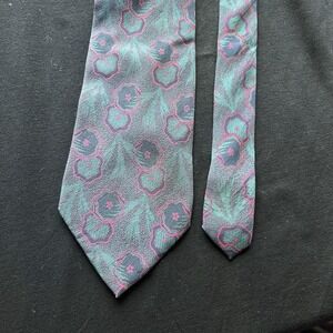 FENDI Silk Tie Navy Teal Burgundy 3"x60"Designer Luxury Abstract Print Italy EUC